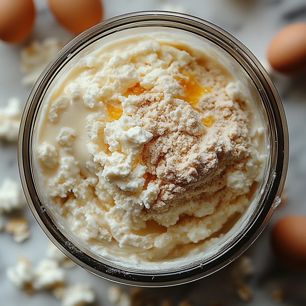 blending oat and cottage cheese pancake batter