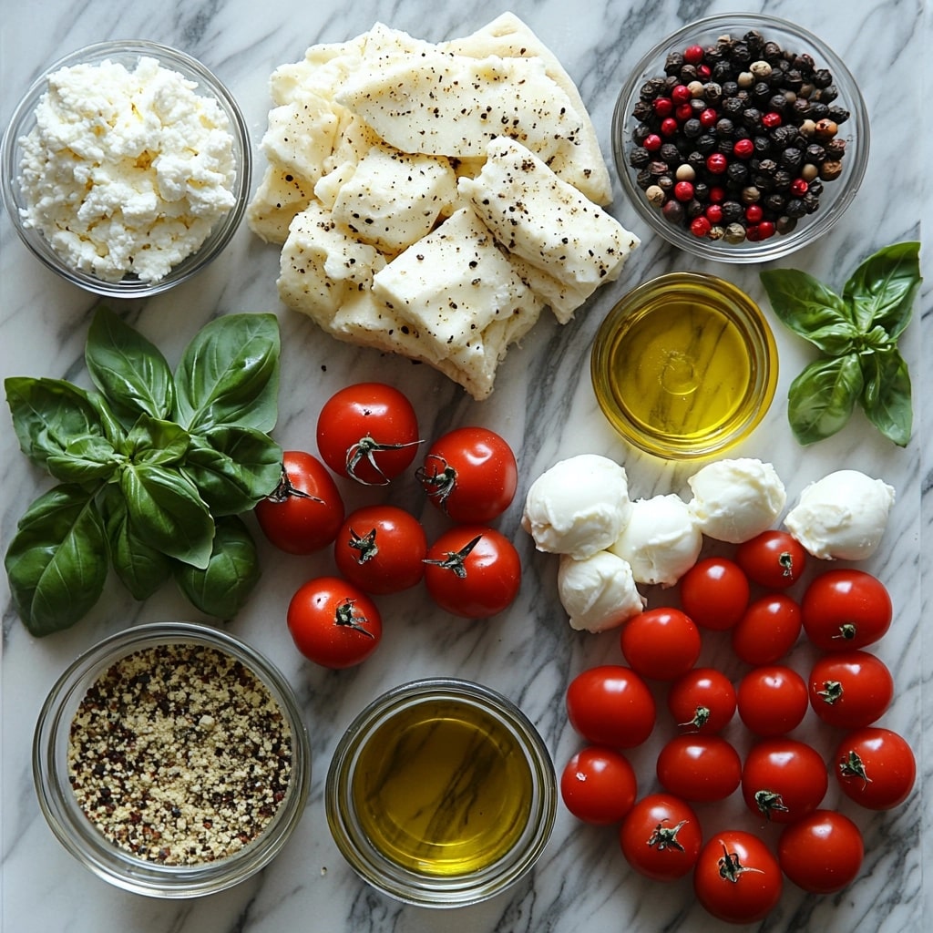 focaccia pizza ingredients top view