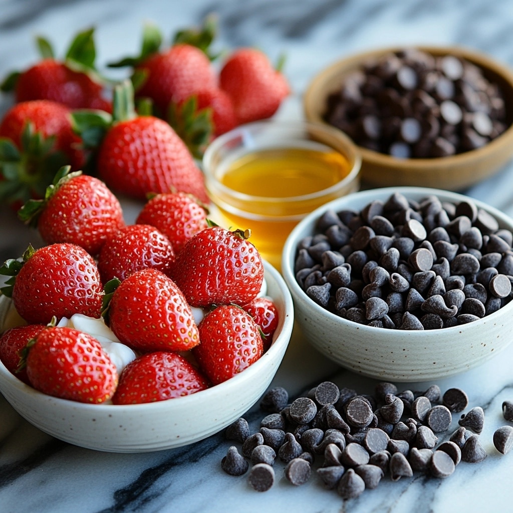 Ingredients for Strawberry Chocolate Greek Yogurt Bark