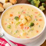 Broccoli Potato Soup Recipe served with croutons