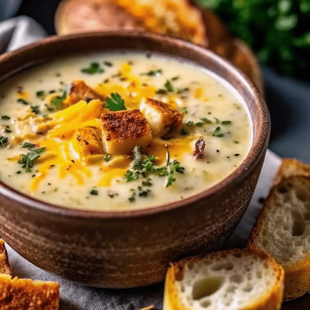 Cheddar Garlic Herb Potato Soup – Cozy Comfort in a Bowl Cheddar Garlic Herb Potato Soup Cheddar Garlic Herb Potato Soup in rustic bowl
