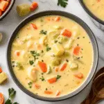 Vegan Carrot Potato Soup in a bowl with garnish