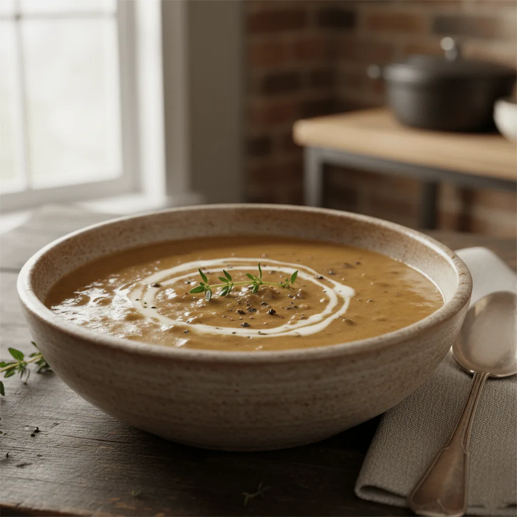 Creamy Mushroom Soup: Best Homemade Recipe + Flavor Variations Creamy Mushroom Soup Creamy mushroom soup in a rustic bowl
