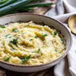 Leek mashed potatoes creamy side dish with butter and chives