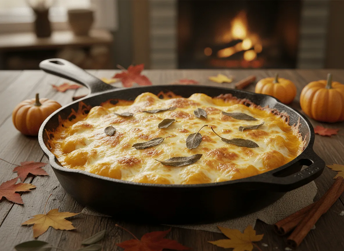 Pumpkin Gnocchi Bake: Creamy, Golden, & Fall-Flavored Delight pumpkin gnocchi bake Pumpkin Gnocchi Bake fall dinner recipe