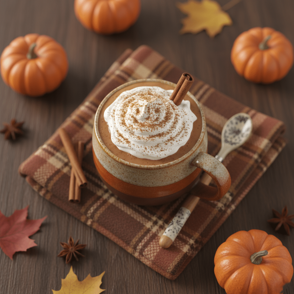Pumpkin Spice Hot Cocoa autumn recipe card