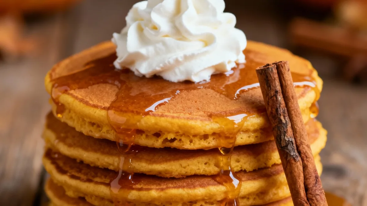 Pumpkin Eggnog Pancakes: Your New Favorite Brunch Upgrade! Pumpkin Eggnog Pancakes Golden Pumpkin Eggnog Pancakes with syrup and spices