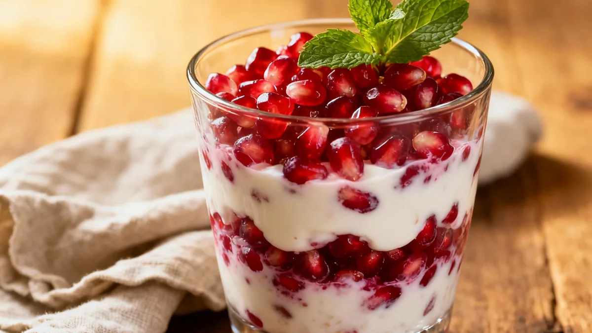 Antioxidant Pomegranate Yogurt: A Flavorful and Healthy Delight Pomegranate Yogurt Antioxidant Pomegranate Yogurt parfait in a glass with pomegranate arils and mint
