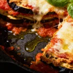 Hearty Aubergine Parmesan Bake with fresh basil topping