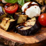 Vibrant Aubergine and Tomato Salad with Balsamic Glaze
