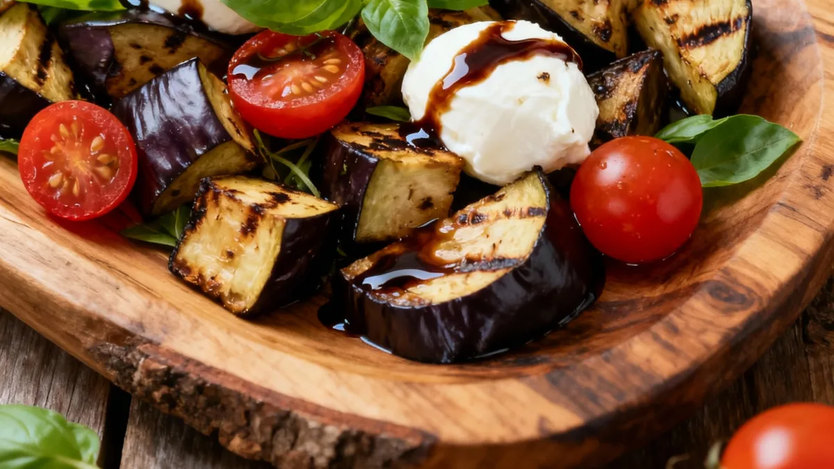 Aubergine and Tomato Salad with Balsamic Glaze: Your New Go-To Summer Star! Aubergine and Tomato Salad Vibrant Aubergine and Tomato Salad with Balsamic Glaze