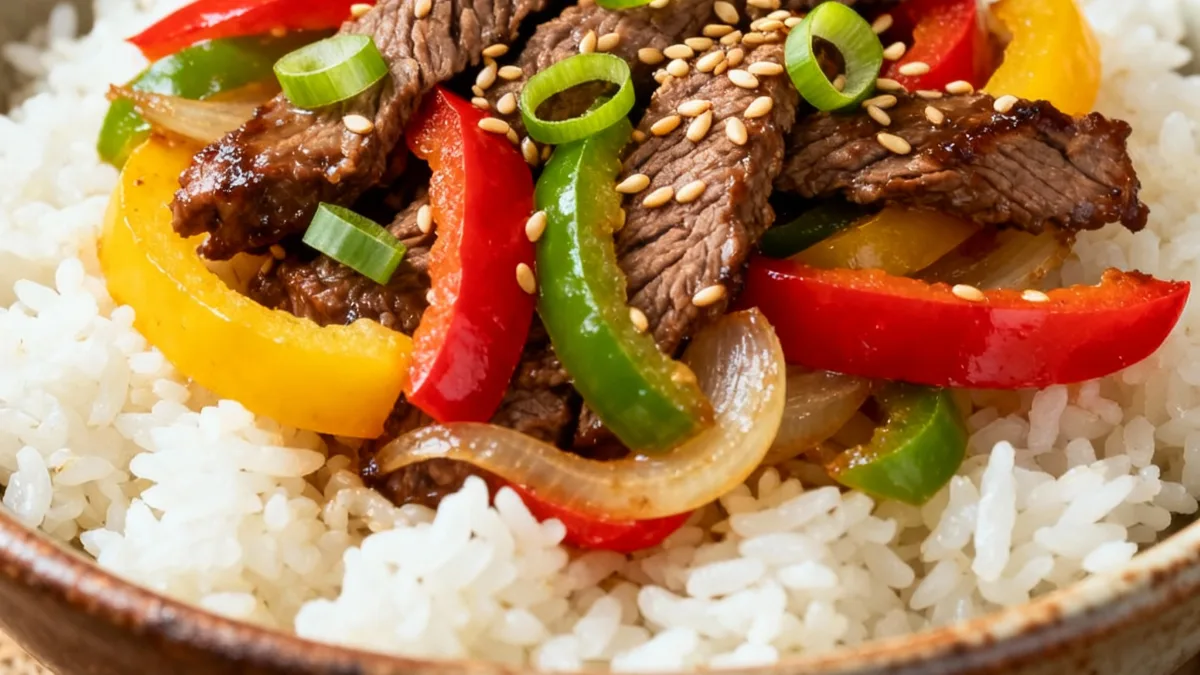 The Ultimate Beef Pepper Rice Bowl: Your New Go-To Meal Beef Pepper Rice Bowl Delicious Beef Pepper Rice Bowl with Colorful Vegetables and Rice