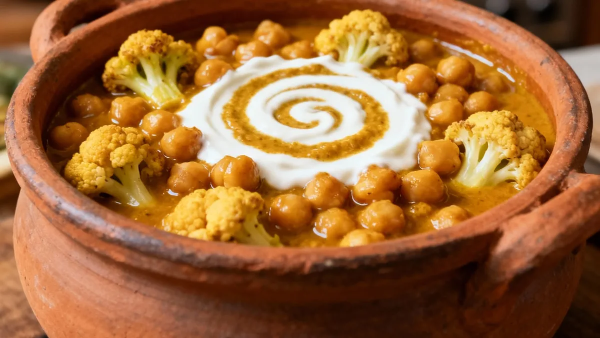 Cauliflower Chickpea Curry: Your New Weeknight Obsession! Cauliflower Chickpea Curry Cozy Cauliflower Chickpea Curry with Fresh Cilantro and Coconut Cream