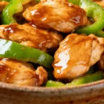 Delicious Chicken and Green Pepper Stir-Fry with tender chicken and crisp green peppers.