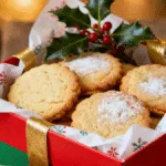 Delicious Christmas Eggnog Cookies, dusted with powdered sugar and nutmeg.