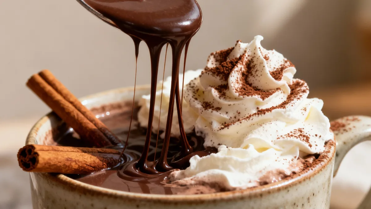 Dark Hot Chocolate: Deep, Rich, and Irresistibly Creamy Dark Hot Chocolate A steaming mug of dark hot chocolate topped with whipped cream and chocolate shavings.