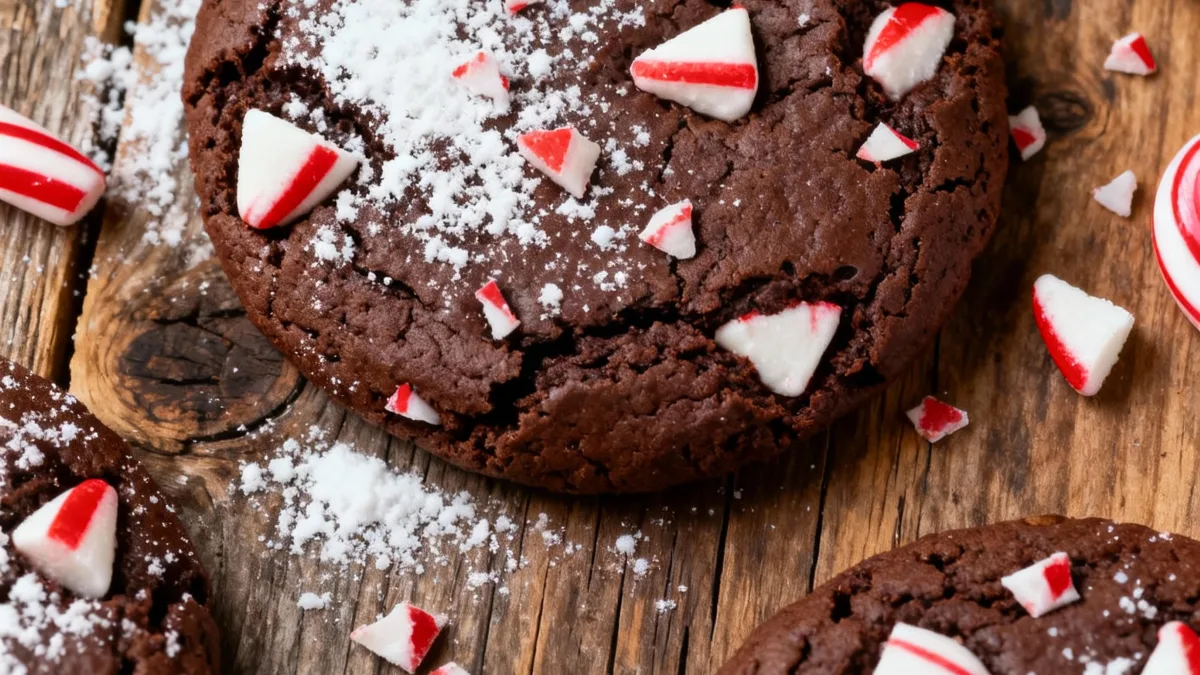 Double Chocolate Peppermint Cookies: Your New Holiday Obsession! Chocolate Peppermint Cookies Delicious Double Chocolate Peppermint Cookies with Candy Cane Garnish