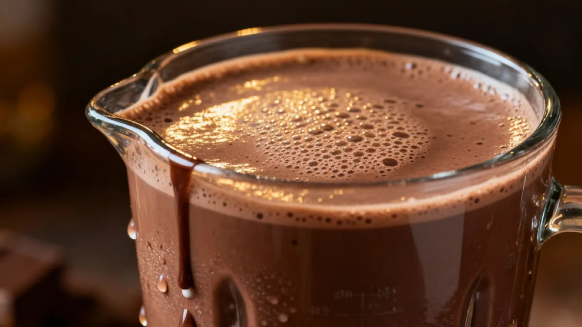 Frozen Hot Chocolate: Creamy, Chilled, and Absolutely Irresistible Frozen Hot Chocolate Close-up of frozen hot chocolate being blended with chocolate and milk for a thick creamy texture.