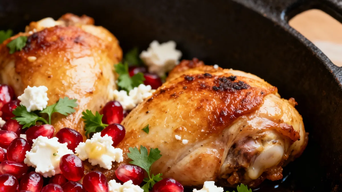 One-Pan Chicken Feta Pomegranate: Easy & Delicious! One-Pan Chicken Feta Pomegranate One-Pan Chicken Feta Pomegranate dish with chicken, feta, and pomegranate seeds.