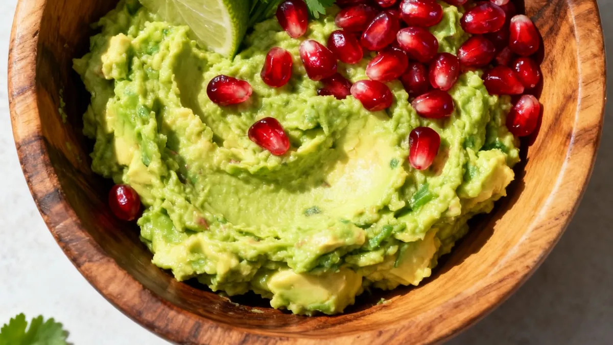 Pomegranate Guacamole Recipe: The Game-Changer Your Snack Game Needs! Pomegranate Guacamole Delicious Pomegranate Guacamole recipe with fresh pomegranate seeds and cilantro