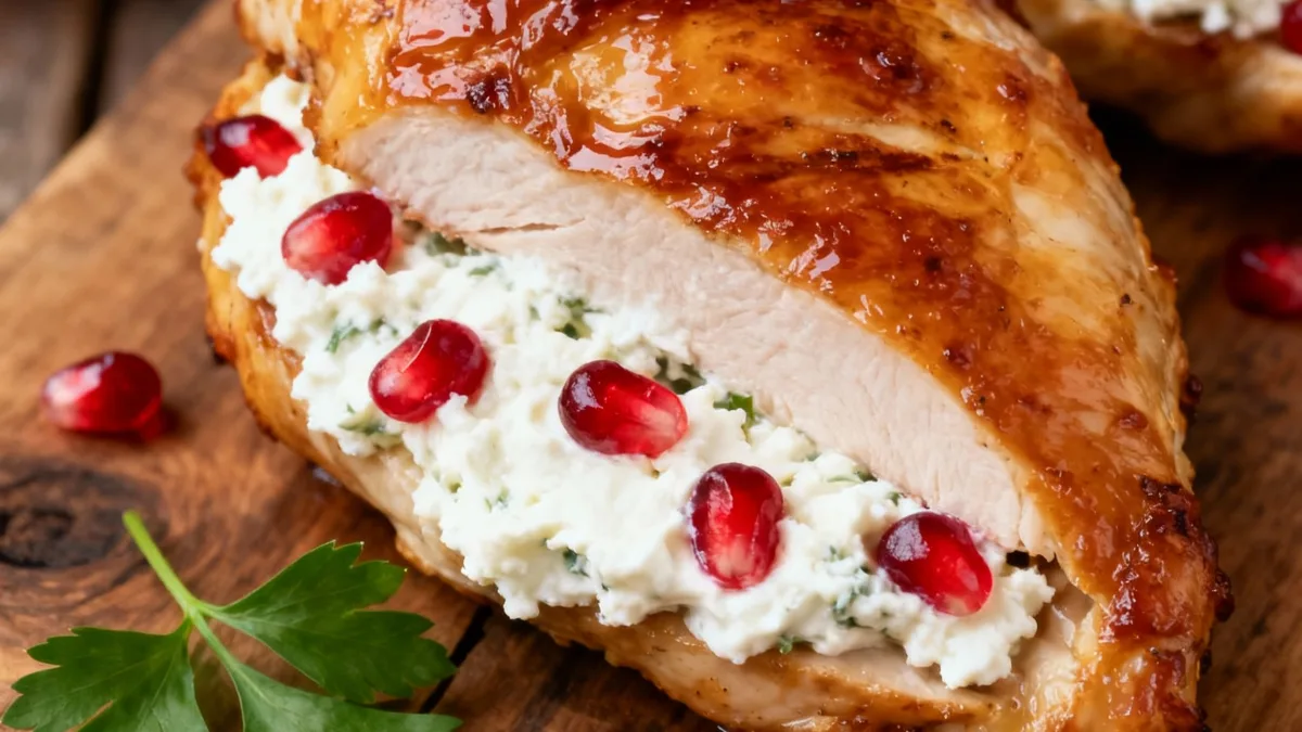 Ricotta Pomegranate Chicken: Your New Weeknight Dinner BFF! Ricotta Pomegranate Chicken Ricotta Pomegranate Chicken - a stuffed chicken breast bursting with creamy ricotta and jewel-like pomegranate seeds.