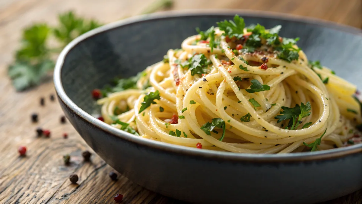 Spaghetti with Garlic and Oil (Aglio E Olio): Your New Weeknight Obsession Aglio E Olio Bowl of authentic Spaghetti Aglio e Olio with garlic, olive oil, and parsley, perfect for a quick dinner