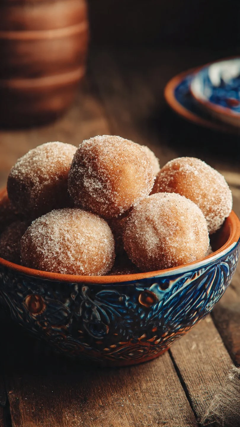 2-Ingredient banana donut holes fresh from the oven on a plate