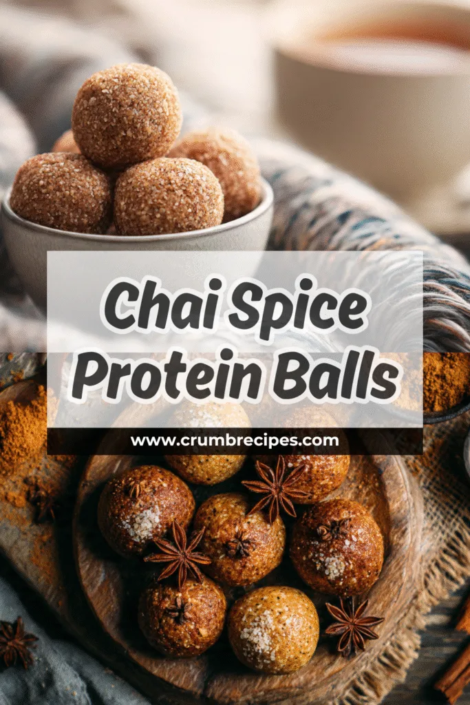 Delicious chai spice protein balls on a wooden board, perfect for a healthy snack or energy boost.