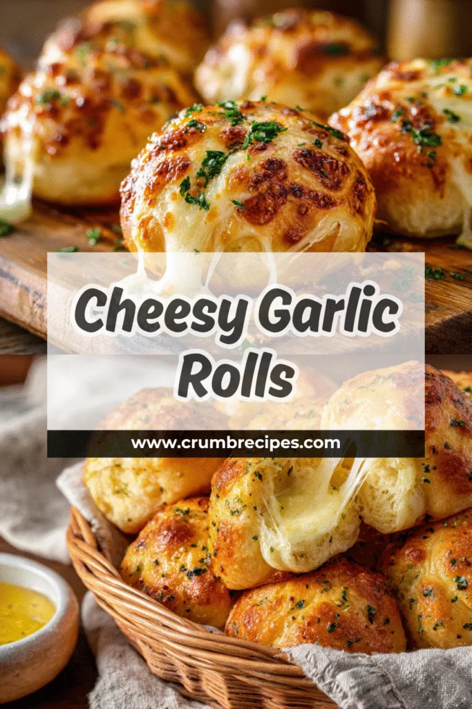 Golden brown cheesy garlic rolls with melted mozzarella and parsley.