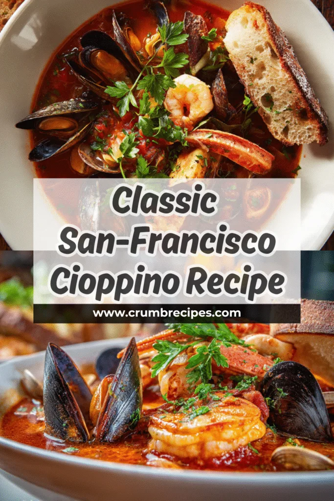Classic San Francisco Cioppino: Your Ultimate Seafood Stew Comfort! Cioppino Classic San Francisco Cioppino seafood stew with crab, mussels, and sourdough bread