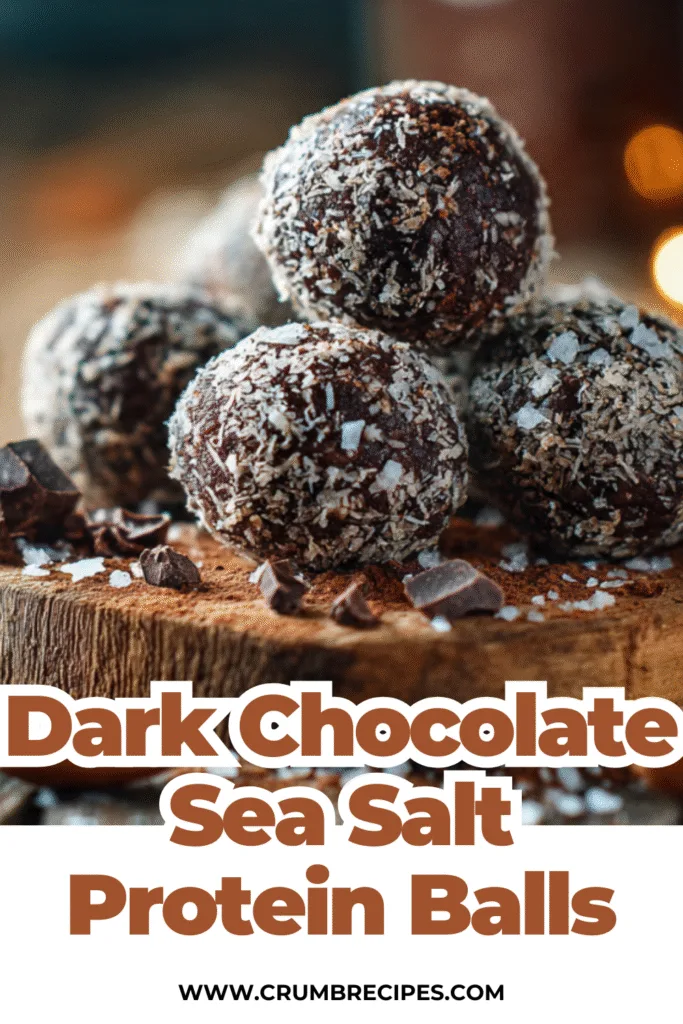 Dark Chocolate Sea Salt Protein Balls: Your Delicious & Healthy Energy Boost Dark Chocolate Sea Salt Protein Balls Dark Chocolate Sea Salt Protein Balls stacked on a wooden board with sea salt and chocolate shavings
