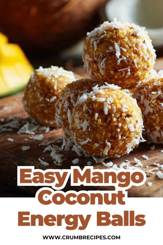 Mango Coconut Energy Balls: Your New Tropical Obsession Mango Coconut Energy Balls Delicious mango coconut energy balls arranged on a wooden board with fresh ingredients, highlighting a healthy and quick snack.