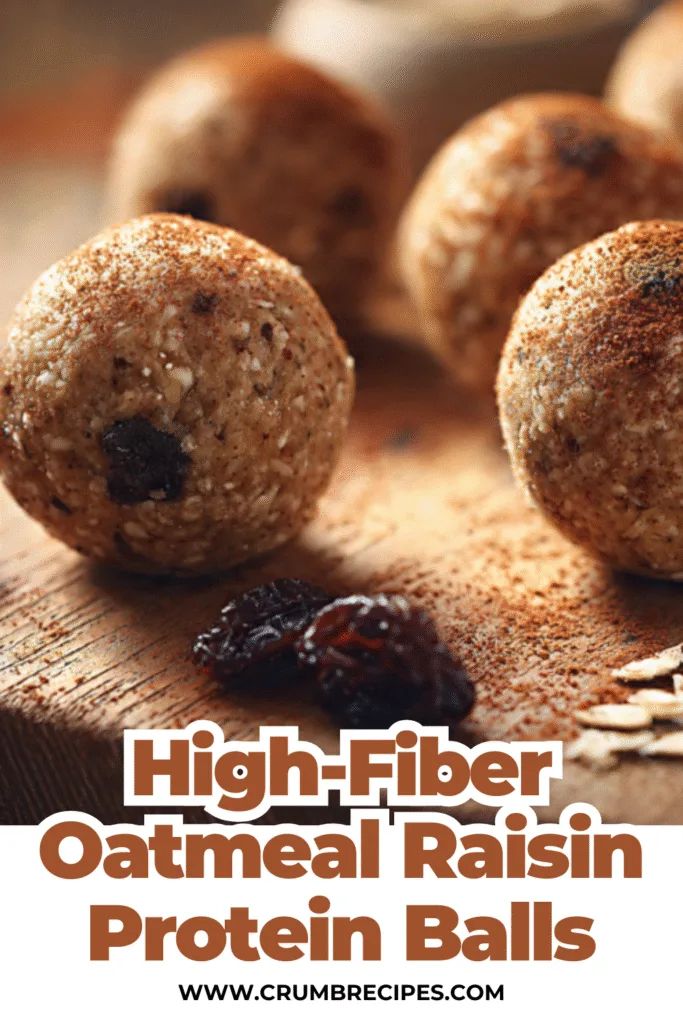 High-Fiber Oatmeal Raisin Protein Balls on Wooden Board