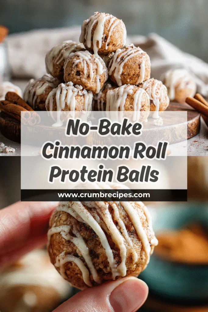 Delicious Cinnamon Roll Protein Balls with white chocolate drizzle