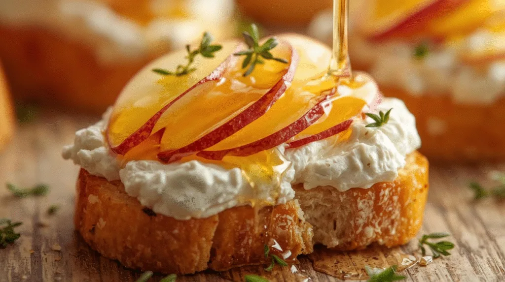 Whipped Goat Cheese & Apple Crostini with Hot Honey