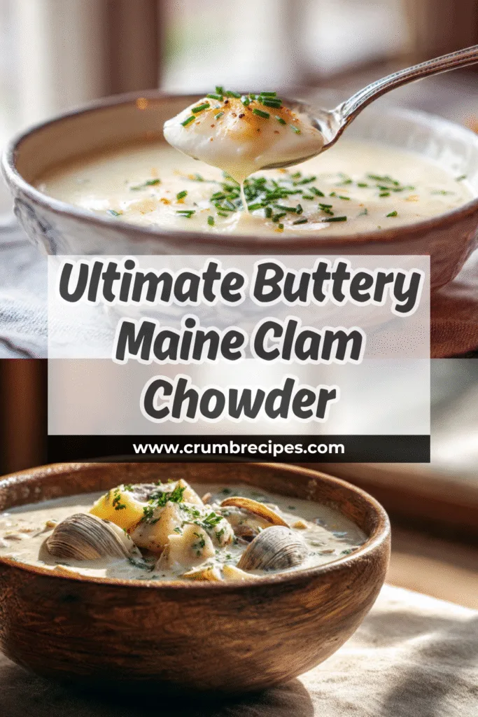 bowl of delicious buttery milky Maine clam chowder with a pat of melting butter.