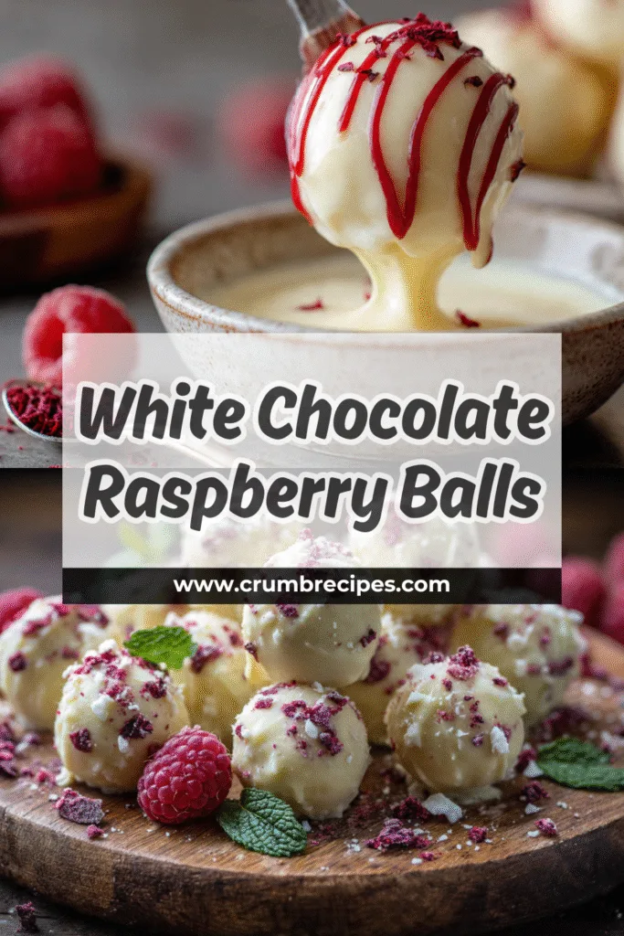 Delicious White Chocolate Raspberry Balls with Freeze-Dried Raspberry Garnish