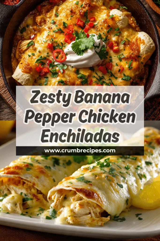 Zesty Banana Pepper Chicken Enchiladas: Your New Weeknight Obsession! Banana Pepper Chicken Enchiladas Zesty Banana Pepper Chicken Enchiladas on a plate, showing cheesy chicken filling and cilantro garnish.