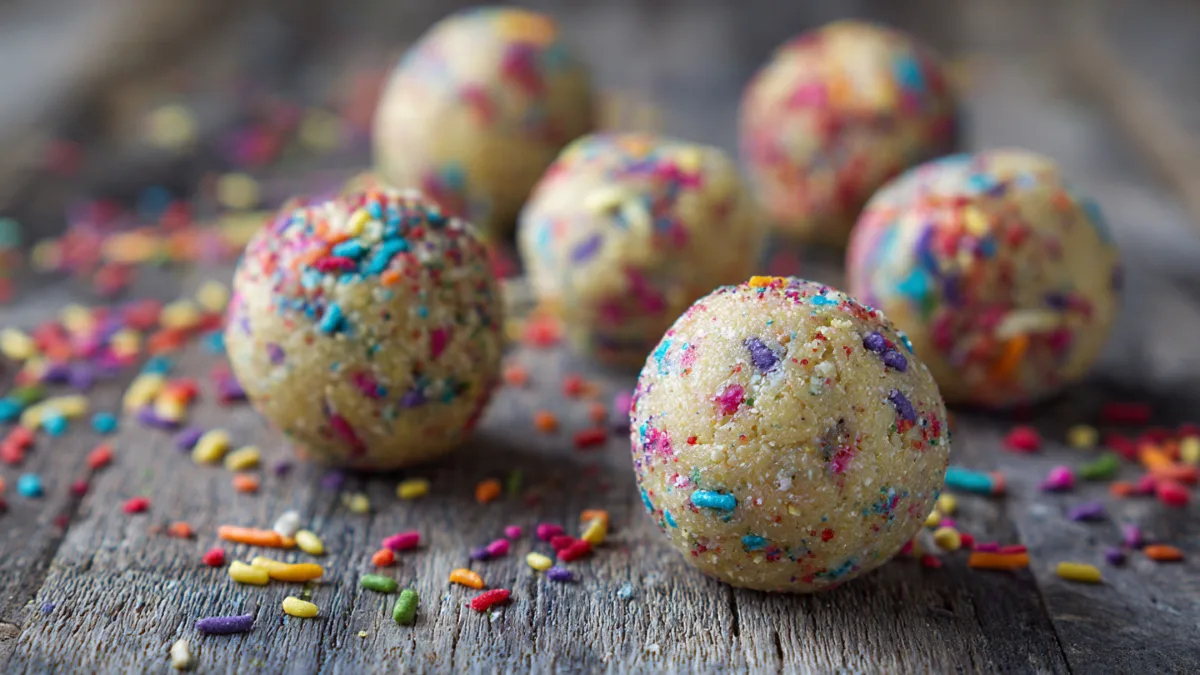 Applesauce Birthday Cake Protein Balls: Your New Go-To Healthy Treat! Cake Protein Balls Festive Applesauce Birthday Cake Protein Balls with Sprinkles