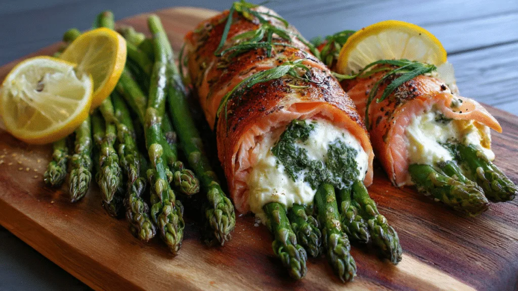 Asparagus Lemon Basil Ricotta Stuffed Salmon Rolls: Your New Favorite Healthy Dinner.