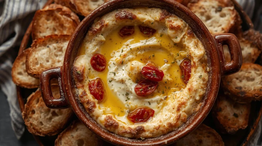 Baked Goat Cheese Dip with Sun-Dried Tomatoes & Basil