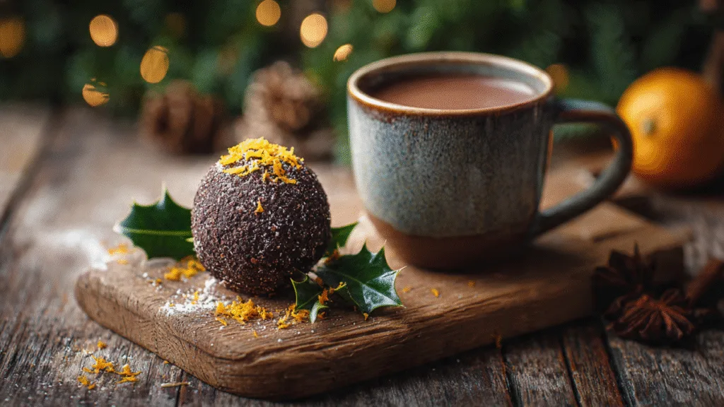 Chocolate Orange Christmas Truffles: Your New Holiday Obsession (Recipe Included!) Chocolate Orange Christmas Truffles delicious Chocolate Orange Christmas Truffle, cozy holiday scene with hot chocolate