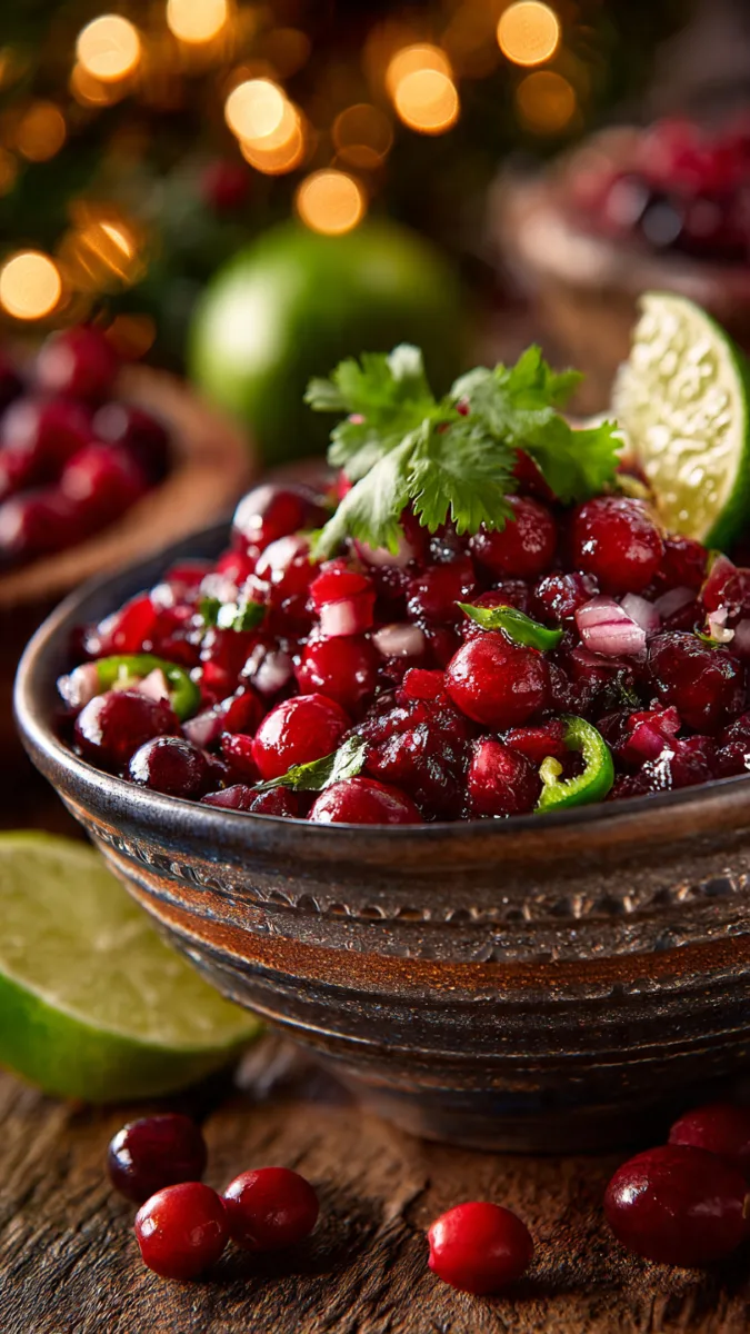 Cranberry Salsa: The Holiday Appetizer That Will Make You a Rockstar Cranberry Salsa delicious Cranberry Salsa on a holiday table setting