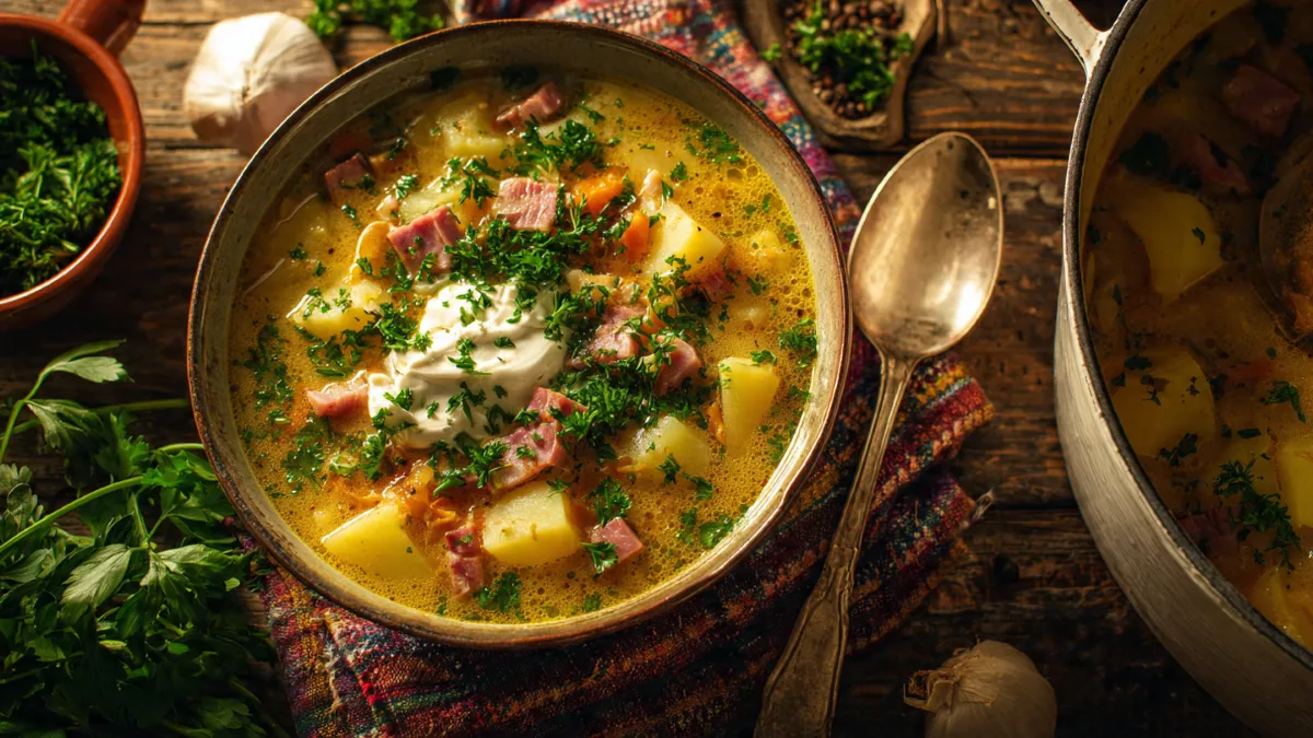 Easy One-Pot Ham & Potato Soup: Your New Favorite Comfort Meal! One-Pot Ham Easy One-Pot Ham and Potato Soup, steaming in a bowl with fresh parsley on a rustic table.