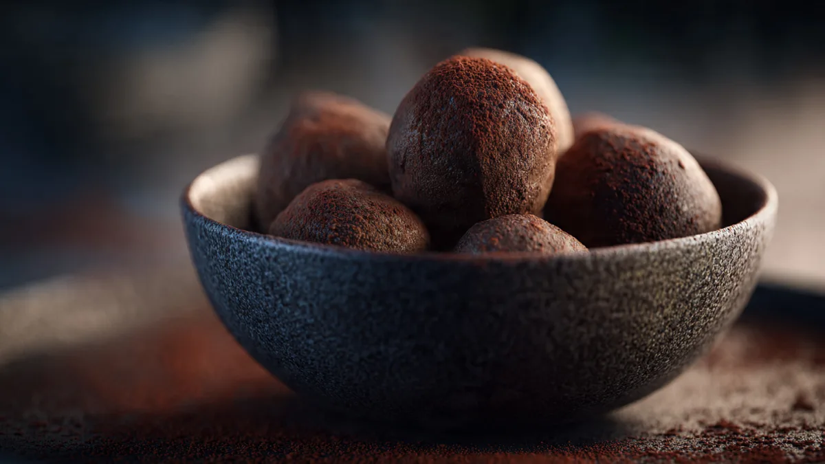 Espresso Chocolate Balls: Your New Go-To High-Protein Snack! Espresso Chocolate Balls Close-up of a rich Espresso Chocolate Ball dusted with cocoa powder