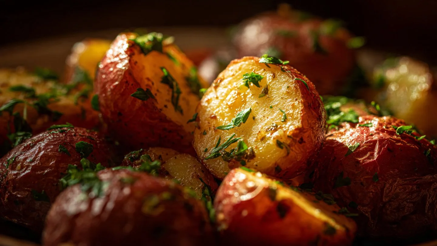 Garlic Herb Roasted Red Potatoes seasoned with herbs and spices