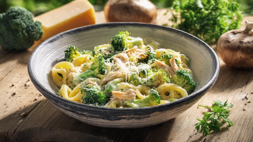 High Protein Rotisserie Chicken Broccoli Pasta: Quick & Delicious Weeknight Meal!