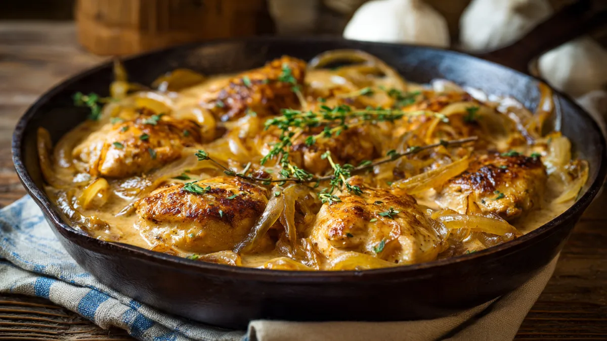 One-Skillet Creamy Chicken Paprika with Caramelized Onions: Your New Weeknight Obsession Chicken Paprika Delicious One-Skillet Creamy Chicken Paprika with Caramelized Onions in a rustic cast iron pan