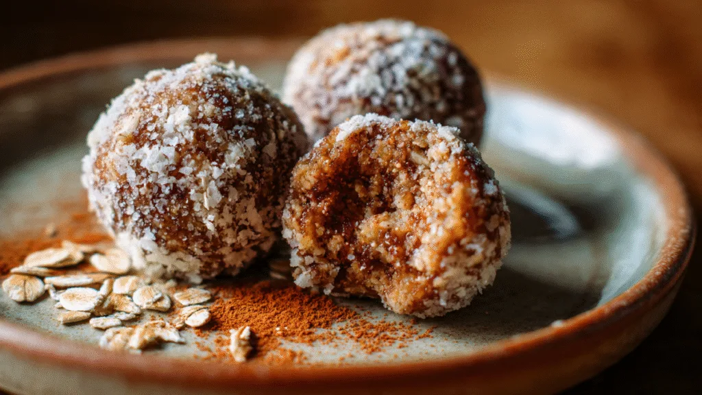 Close-up of Paleo Pumpkin Protein Balls, showcasing their texture and serving.