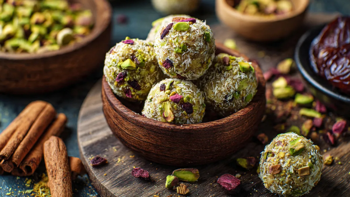 Pistachio Cardamom Energy Balls.